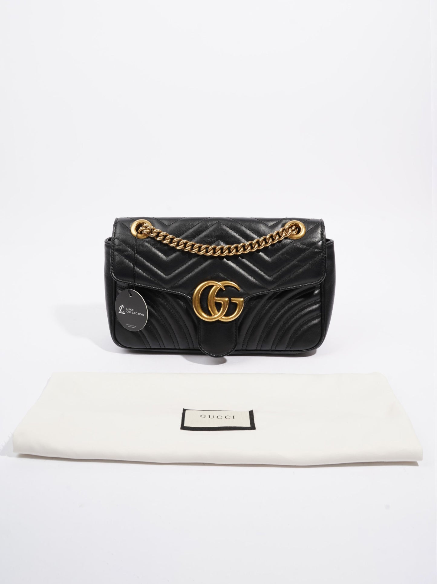 Gucci GG Marmont Flap Black Matelasse Leather Small