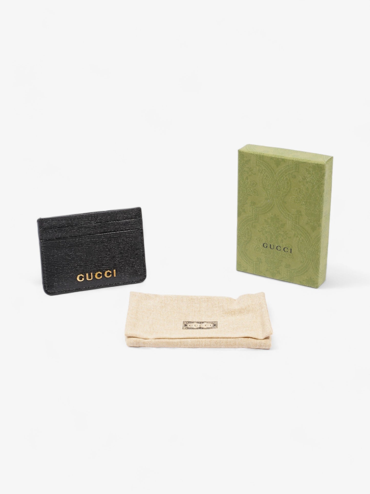 Gucci Card Case With Gucci Script Black Leather
