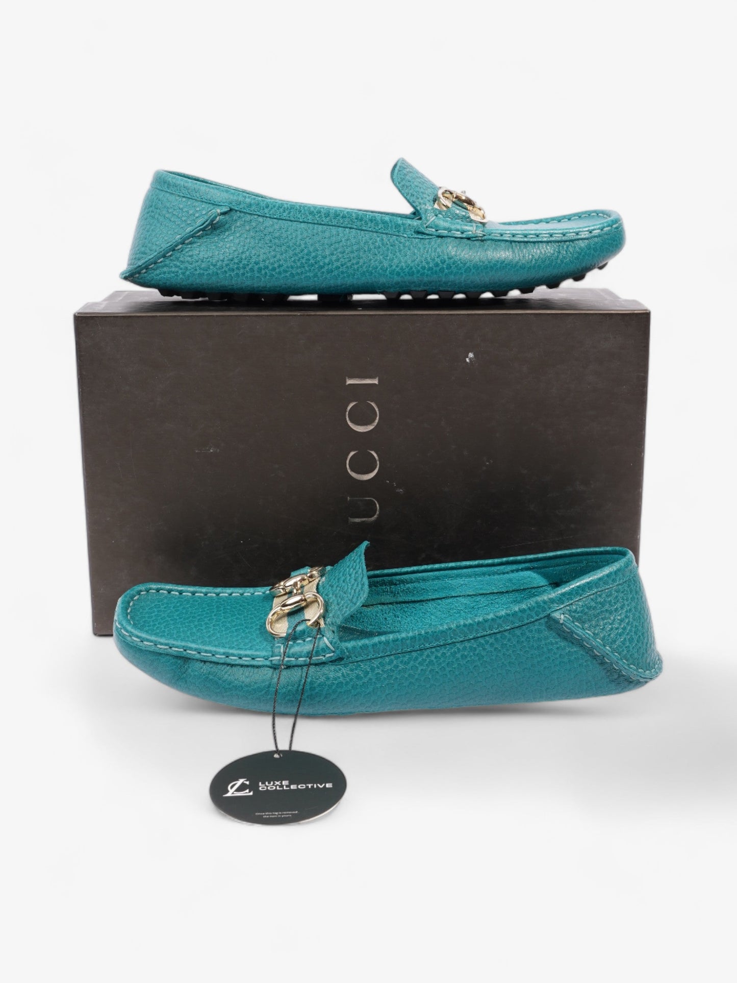 Gucci Horsebit Slip On Loafers Turquoise Blue Leather EU 39 UK 6
