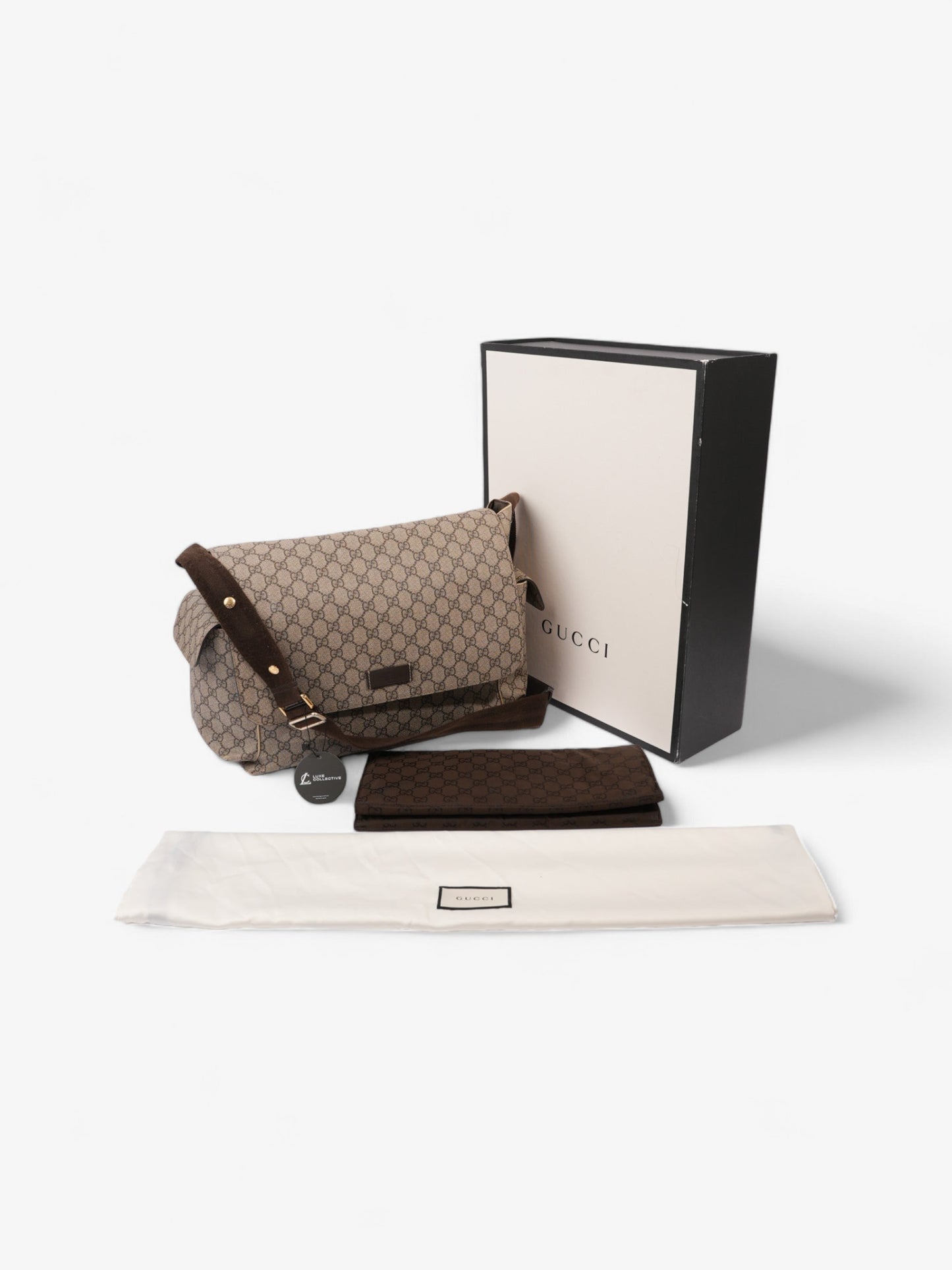 Gucci Baby Changing Bag Beige And Ebony GG Supreme Coated Canvas