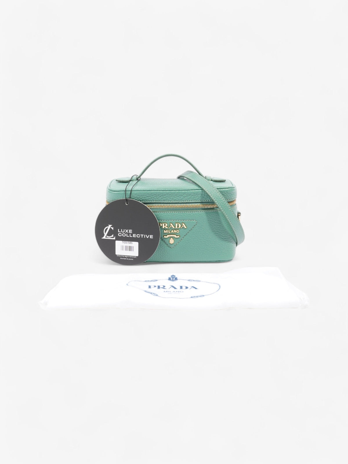 Prada Top Handle Bag Green Calfskin Leather Mini