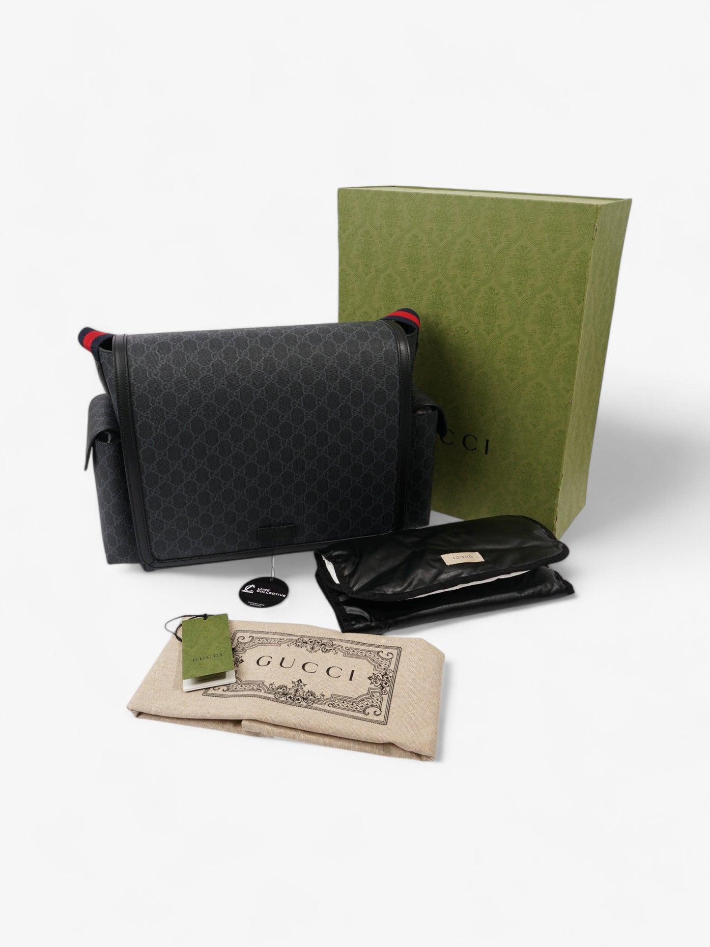 Gucci GG Diaper Bag GG Supreme / Black Coated Canvas Medium