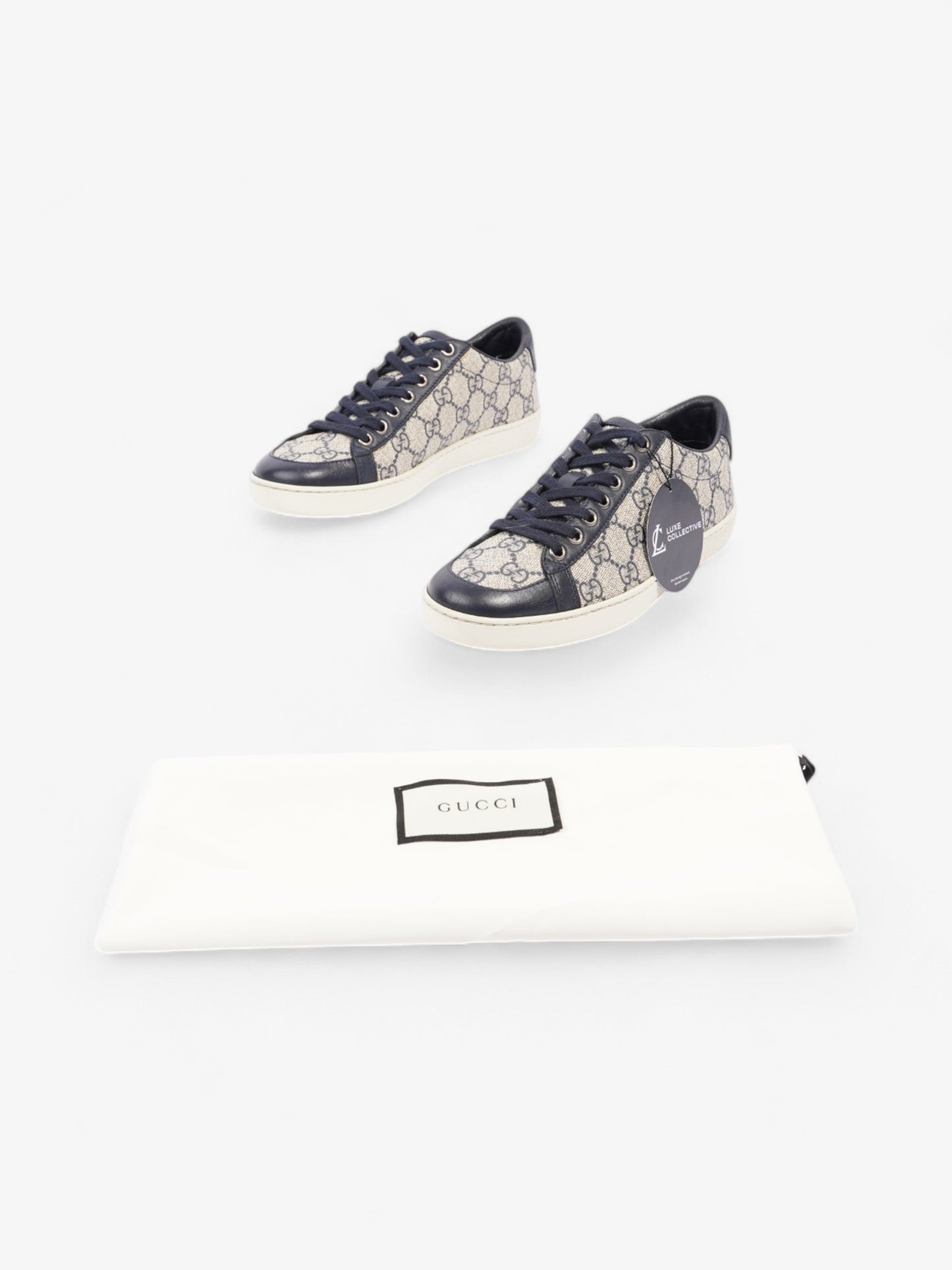 Gucci Brooklyn GG Supreme Sneakers Beige / Navy Canvas EU 36 UK 3
