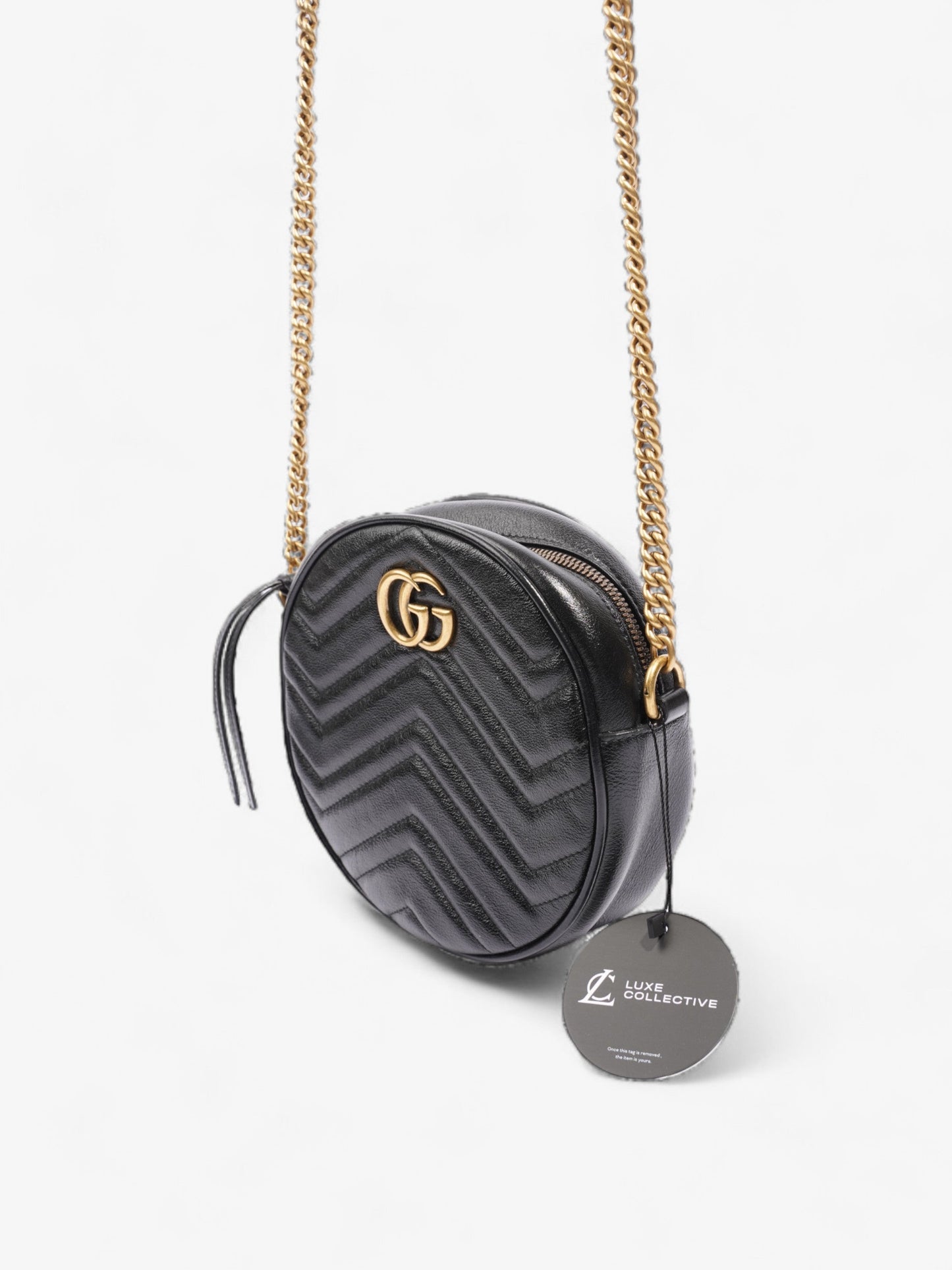 Gucci Marmont Round Bag Black Matelasse Leather