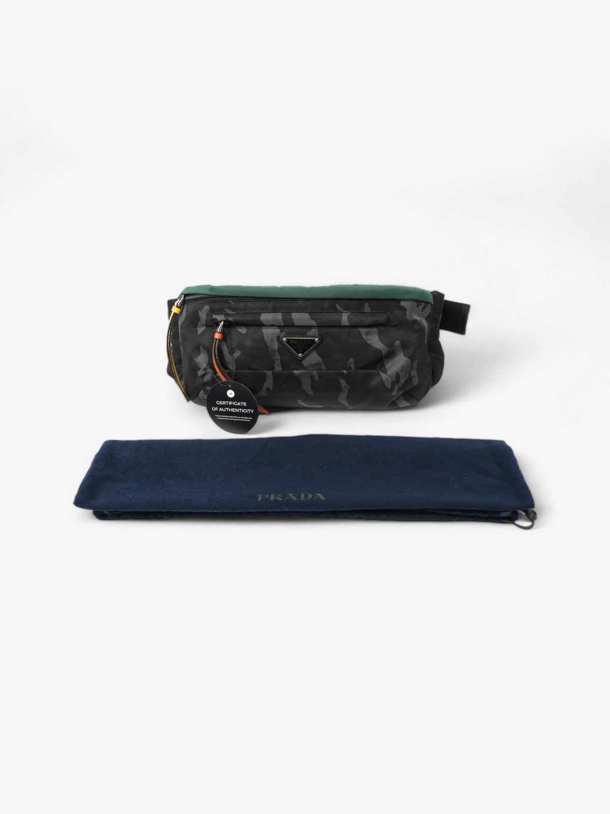 Prada Bum Bag Black / Grey Camo / Green Re Nylon