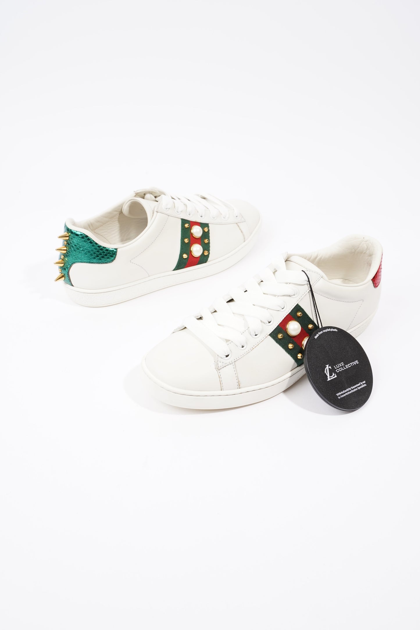 Gucci Ace Studded White / Green / Red Leather EU 39 UK 6