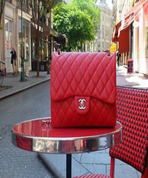 Chanel Classic Clutch With Chain CWC Lambskin Red Silver-Toned