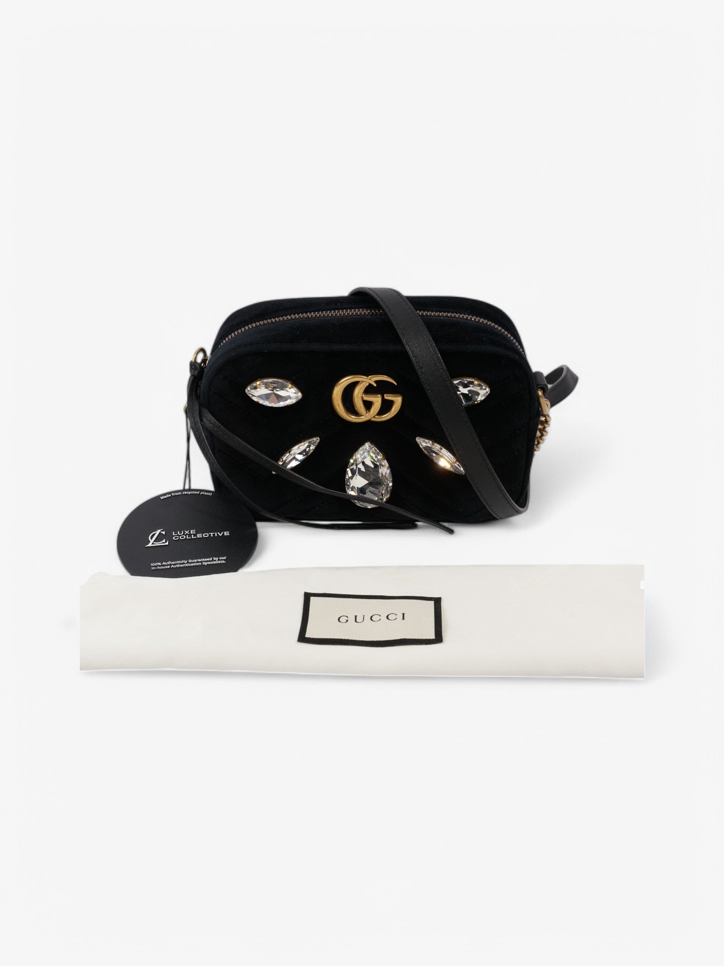 Gucci GG Marmont Crystal Black Velvet Mini