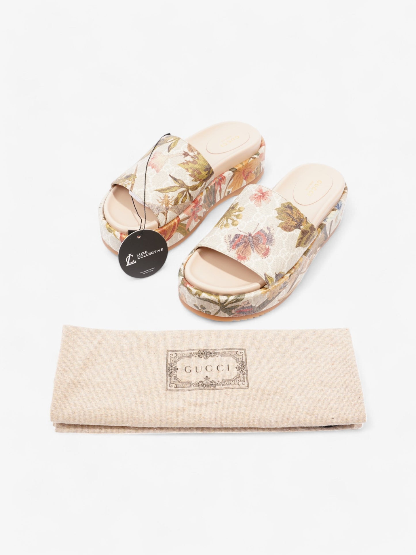 Gucci GG Flora Platform Slides GG Supreme / Multicoloured Canvas EU 38 UK 5