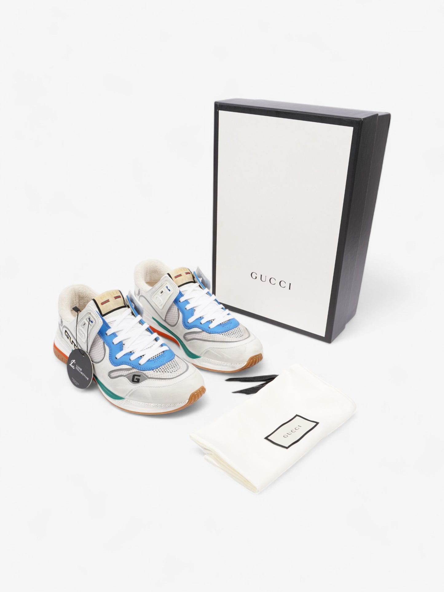 Gucci Ultrapace Sneakers White / Blue / Green Mesh EU 42 UK 8