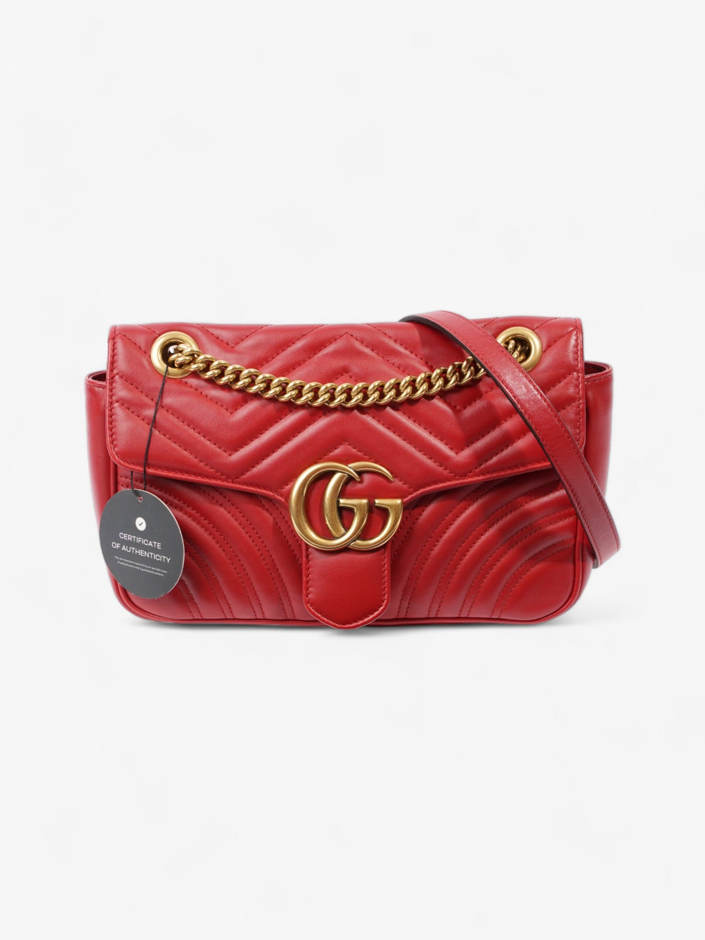 Gucci Marmont Flap Red Matelasse Leather Small