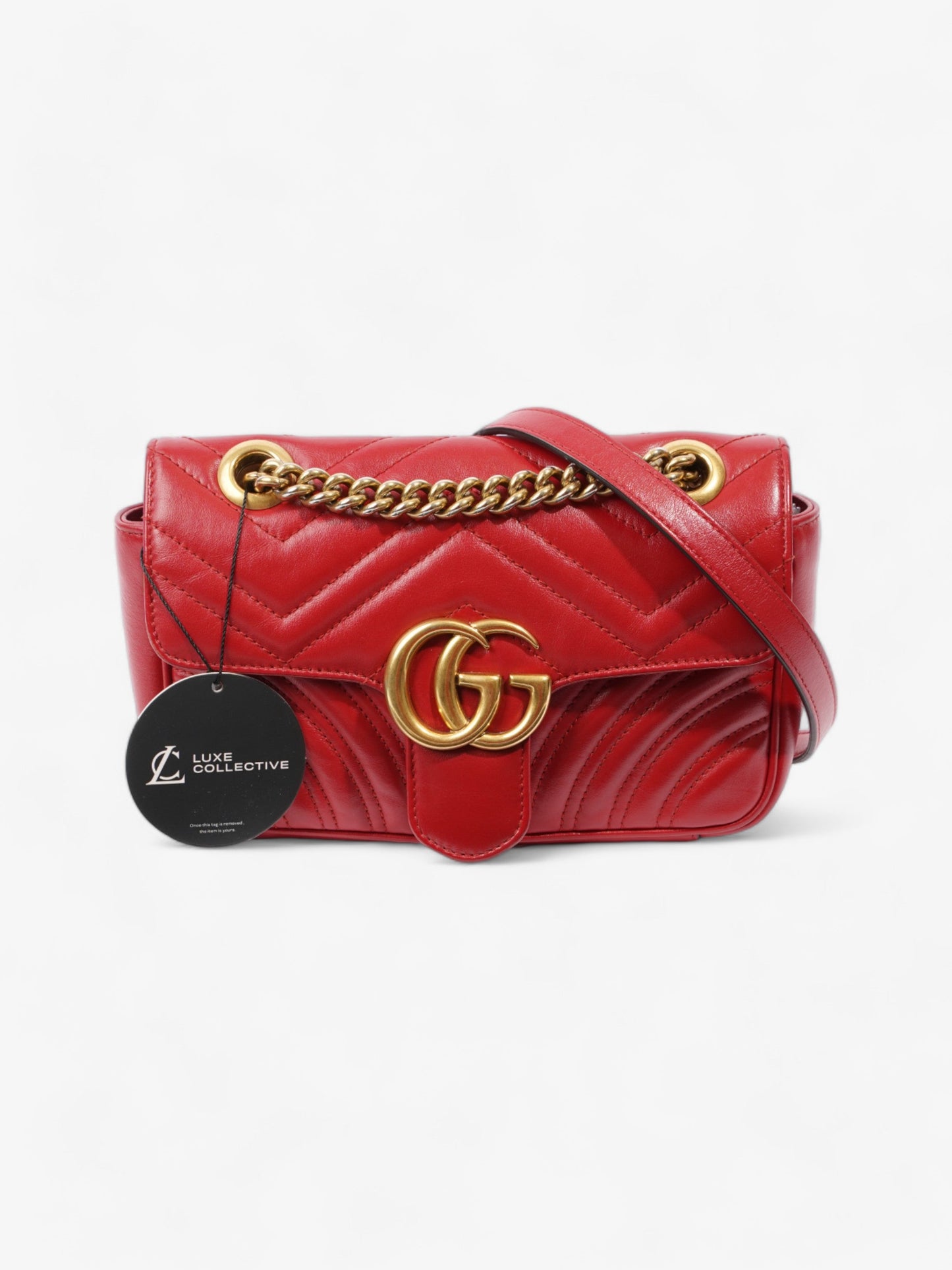 Gucci Marmont Flap Red Matelasse Leather Small