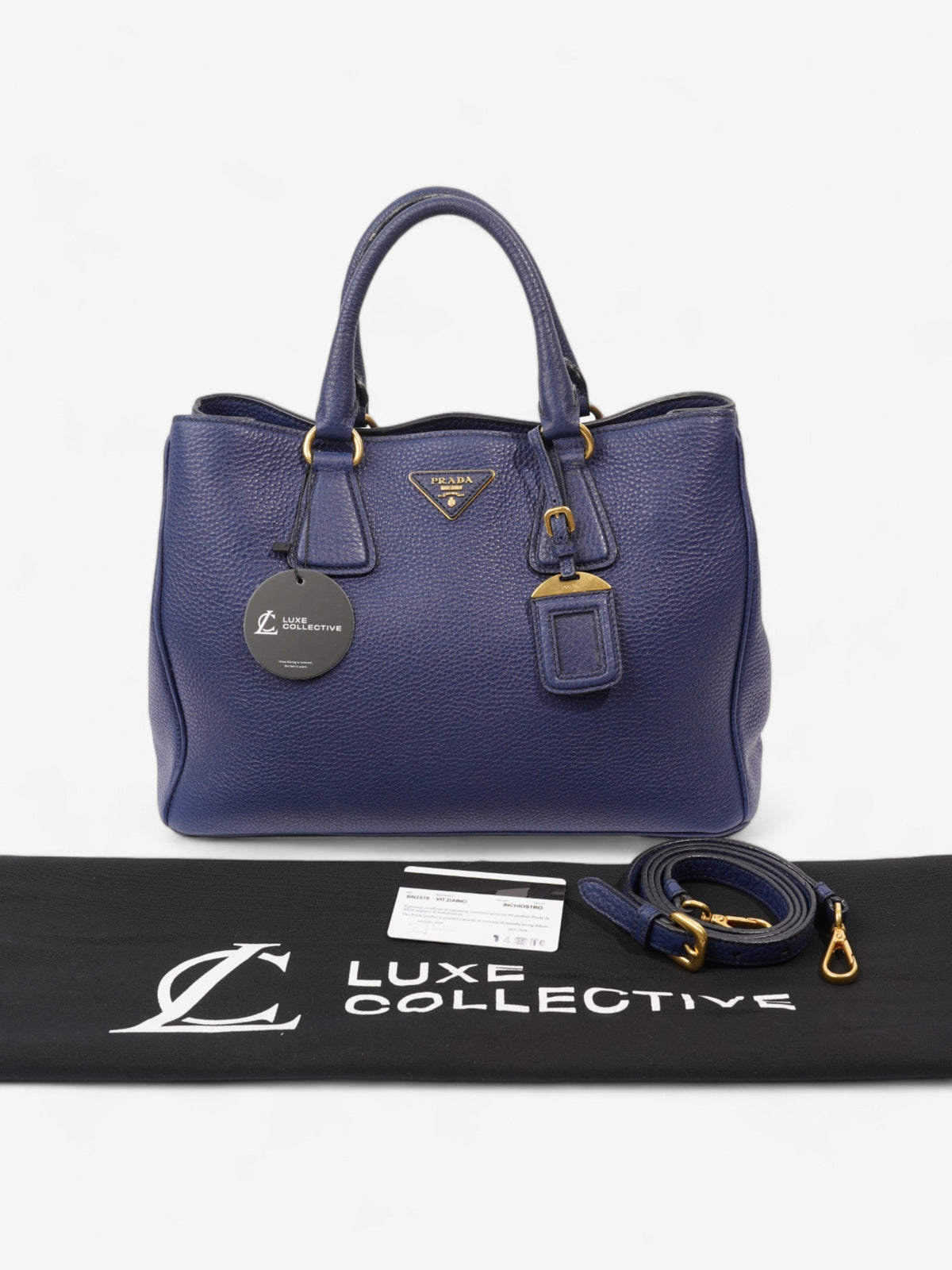 Prada Vitello Daino Blue Saffiano Leather