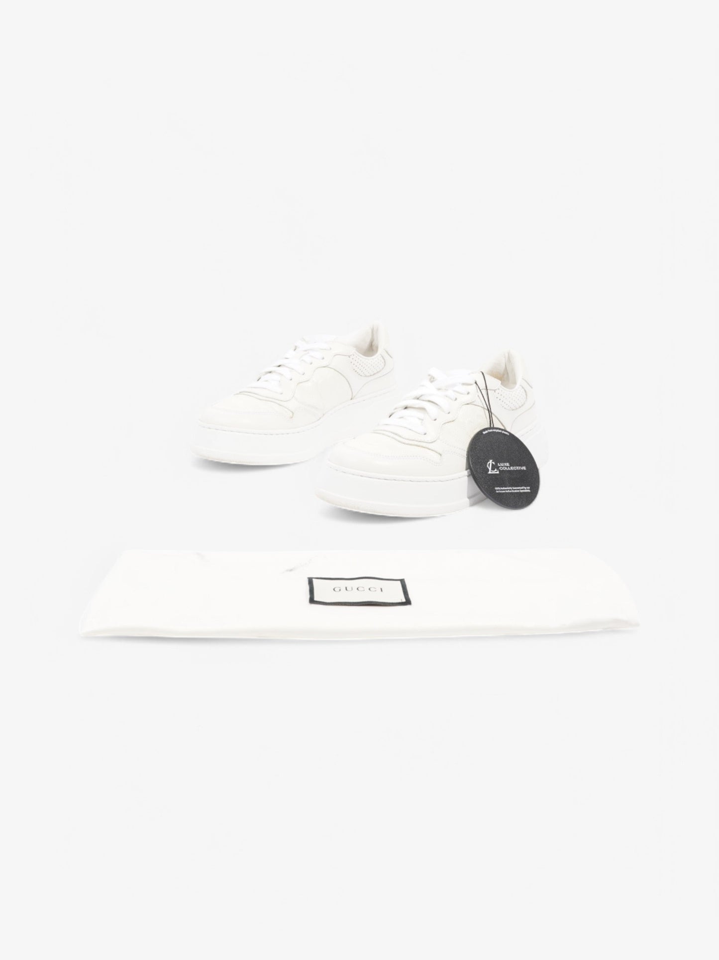 Gucci GG Embossed Chunky Sneakers White Leather EU 41 UK 7