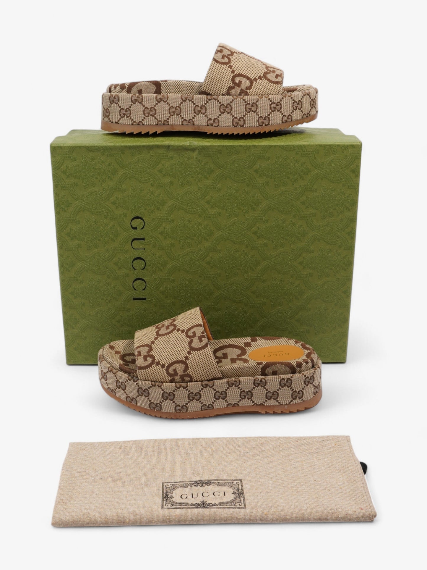 Gucci Angelina GG Platform Slides GG Supreme Canvas EU 38 UK 5