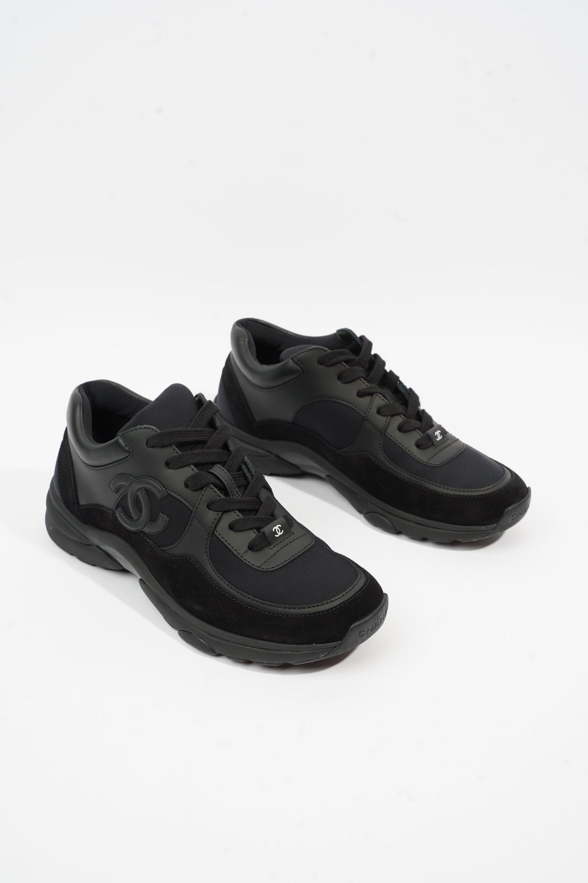 Chanel CC Logo Black Suede EU 37.5 UK 4.5
