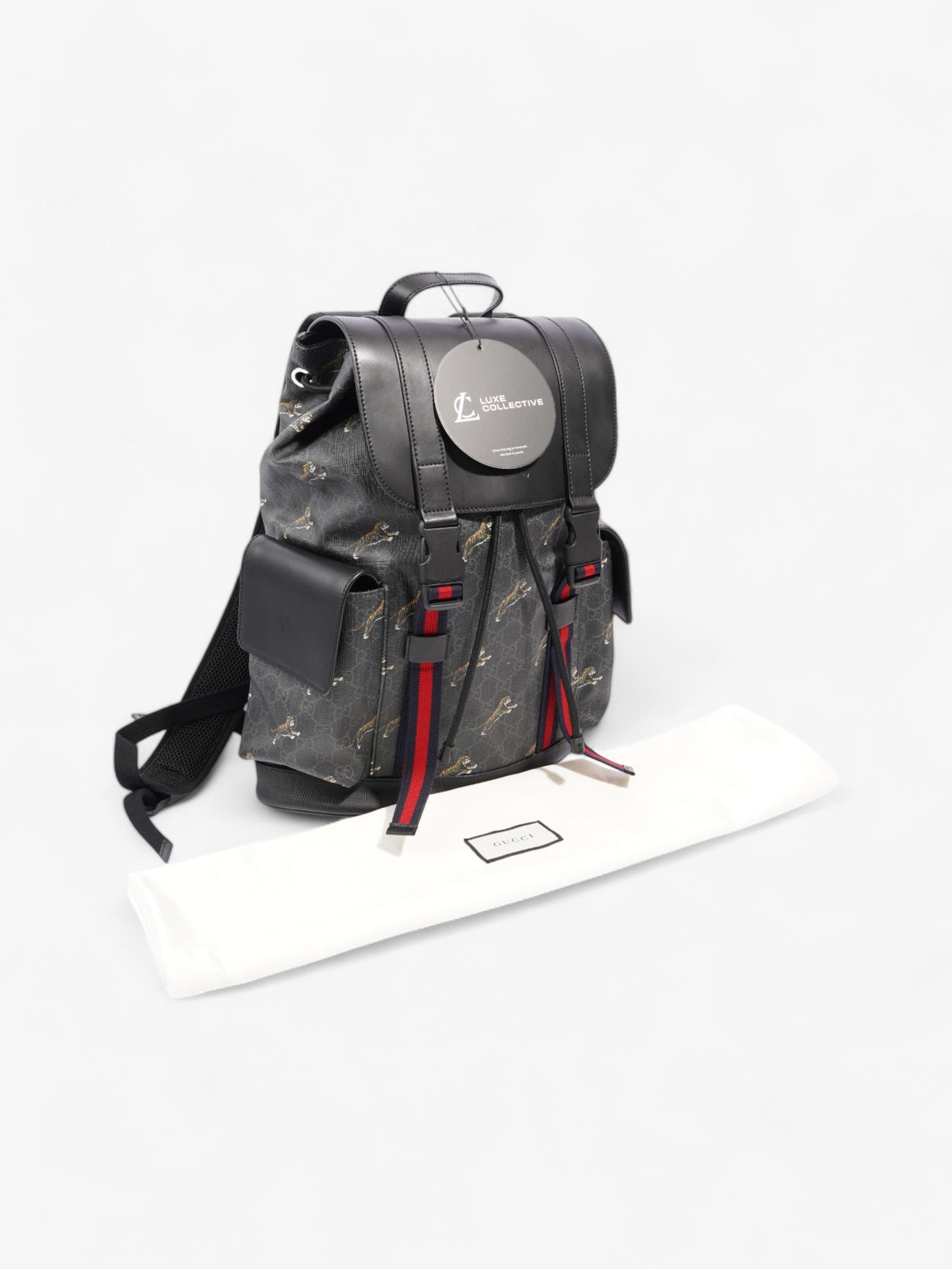 Gucci Tiger Backpack GG Supreme / Black Canvas