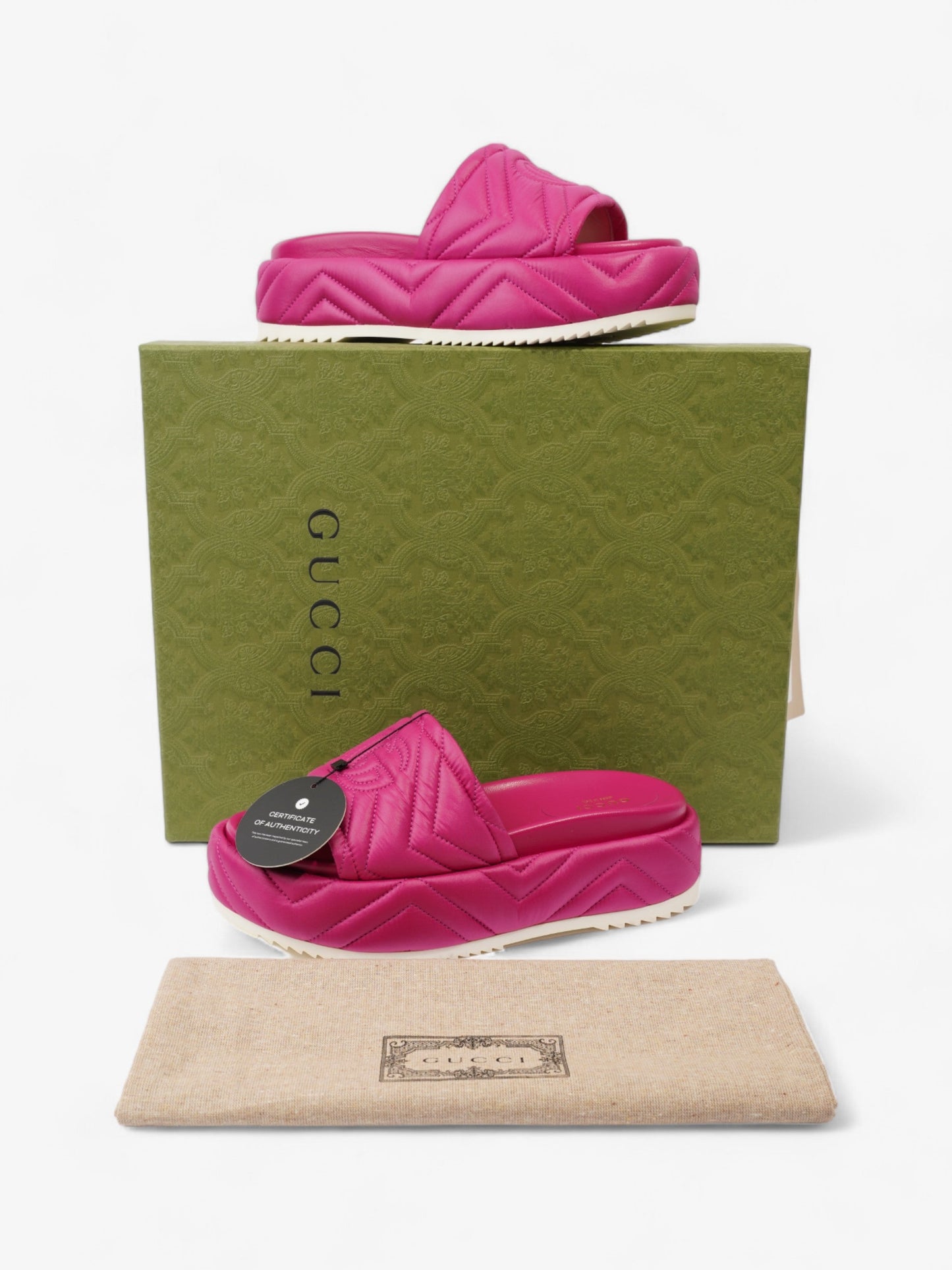 Gucci Angelina Platform Slides Pink Nylon EU 37 UK 4