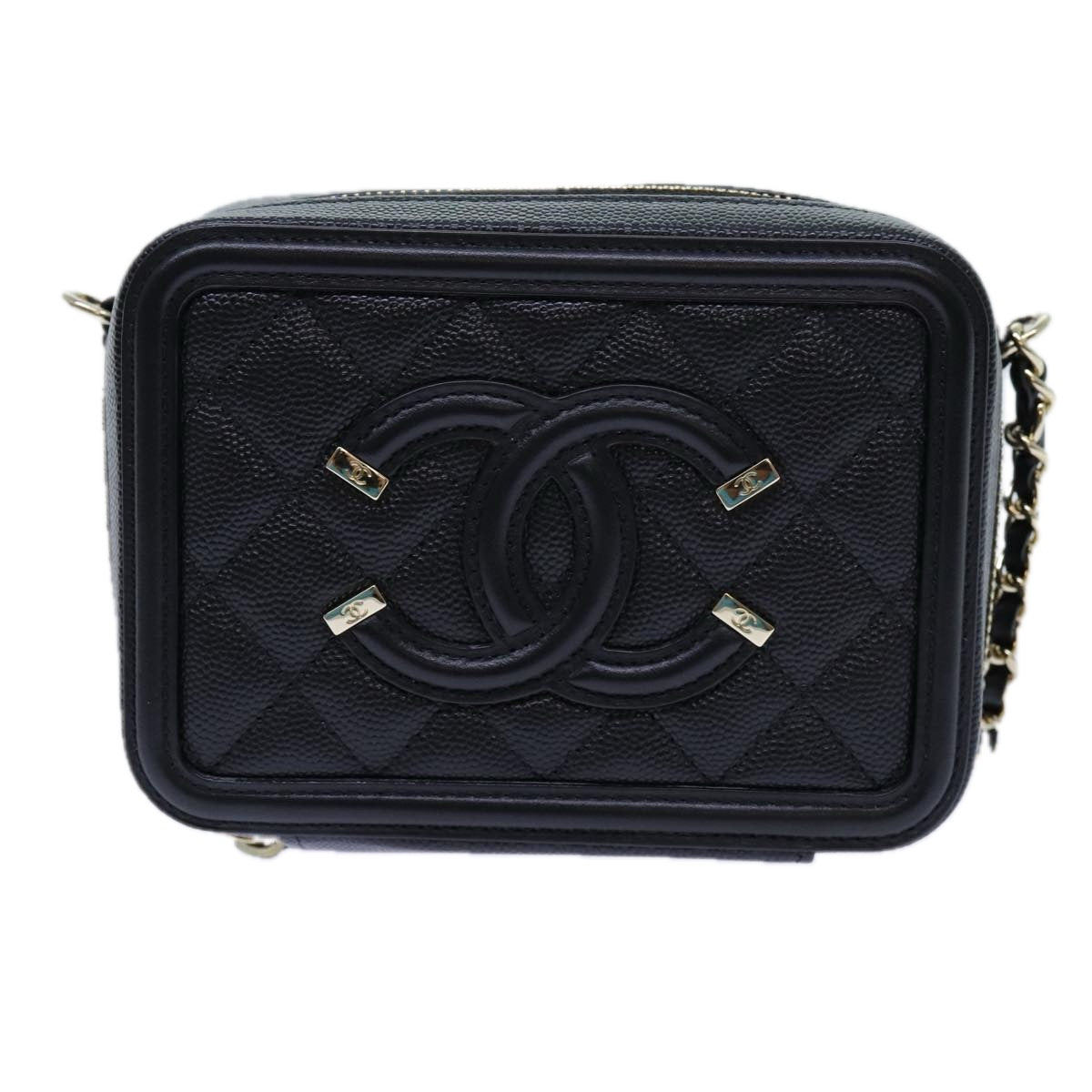 CHANEL Chain CC Figly Mini Bag Caviar Skin Black A84452 CC Auth ar11762A