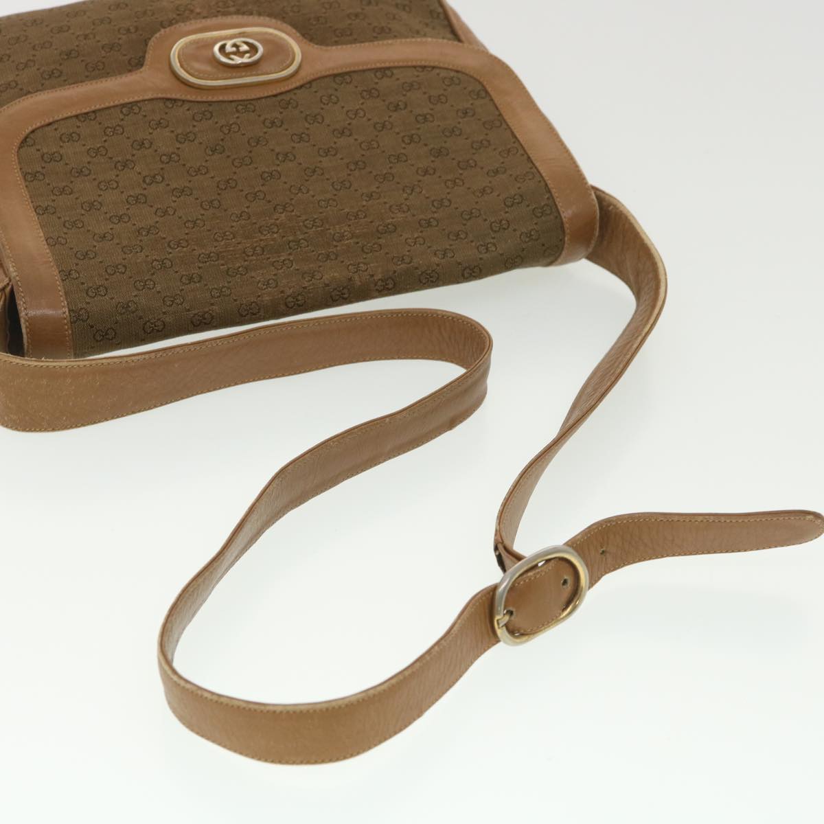GUCCI Micro GG Canvas Shoulder Bag Beige Brown ar9061