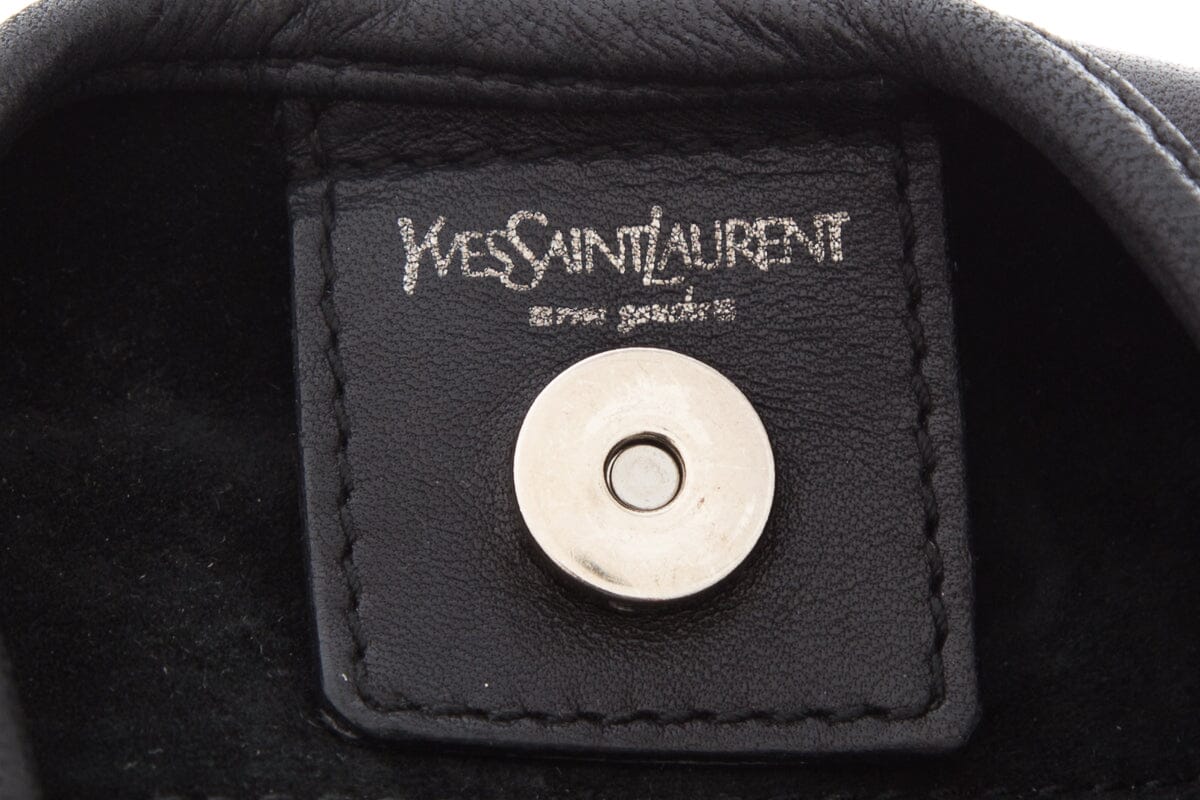 YSL Vintage Black Leather Hobo Handbag