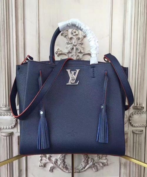 Louis Vuitton Lockmeto Handbag Luxury Leather Marine Rouge