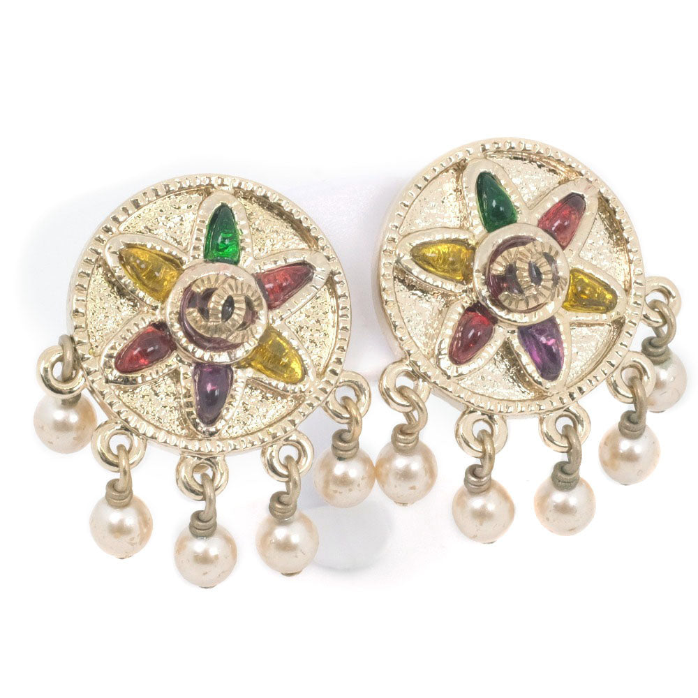 Chanel Chanel Coco Earring Pearl Multicolor 07P Flowers 10.5g COCO Mark