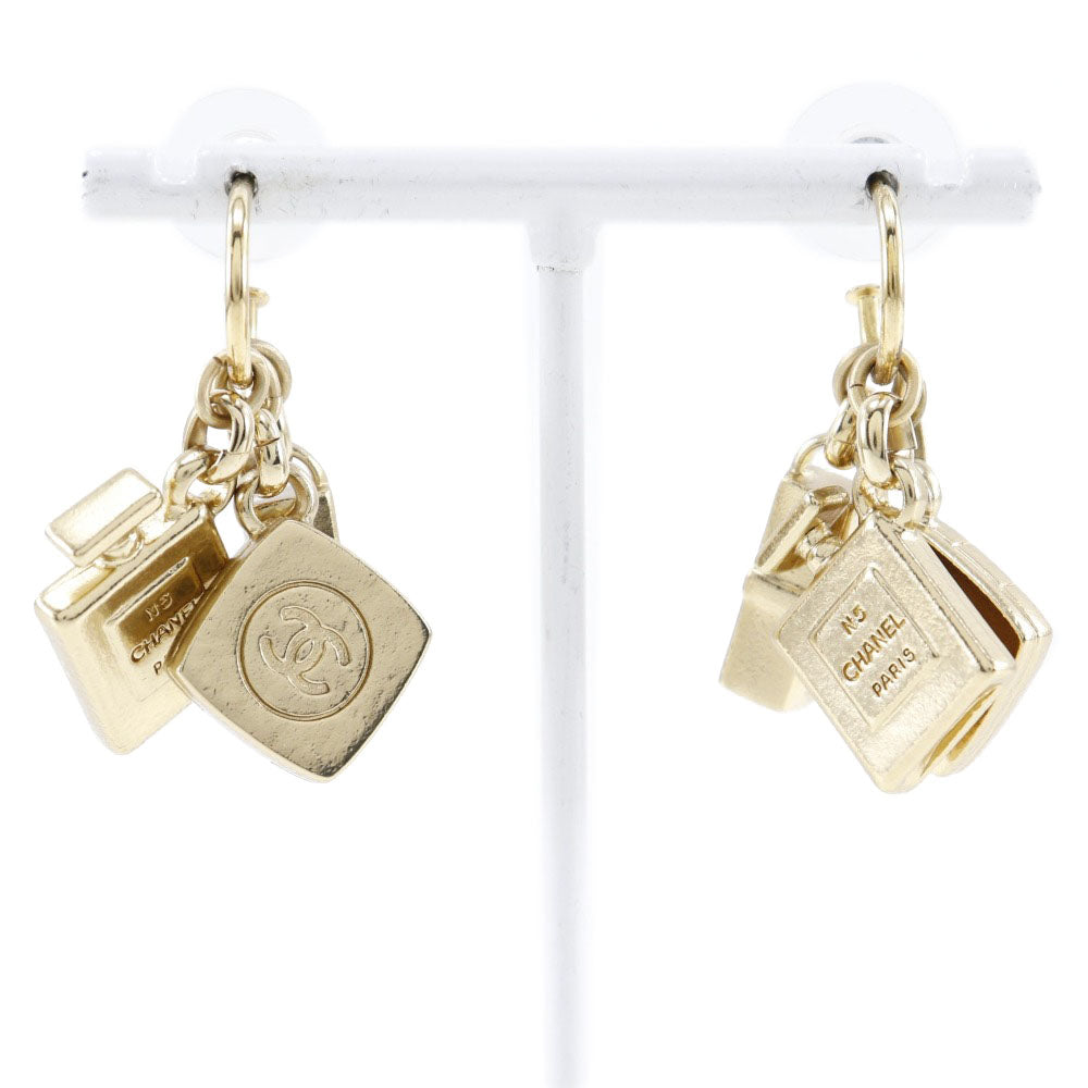 CHANEL CHANEL 3P Charm Stud Earrings Coco Swing G French Square 28.4g 3P Charm Charm