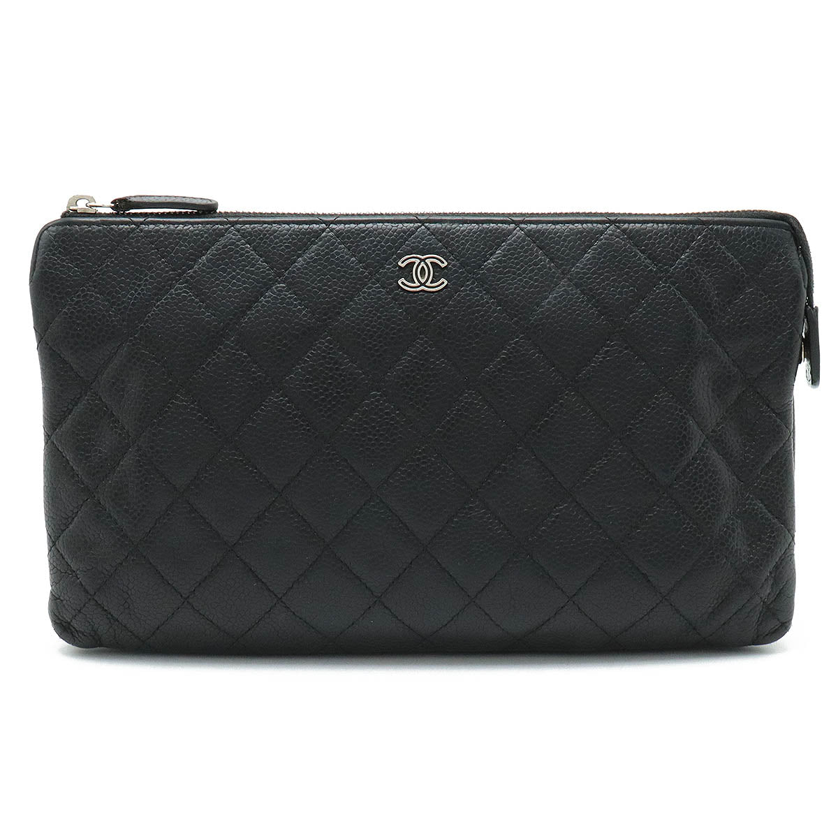 Chanel Chanel Cocomark Mattress Cracksack Second Bag Multiport Caviar S Leather Black Black Blumin