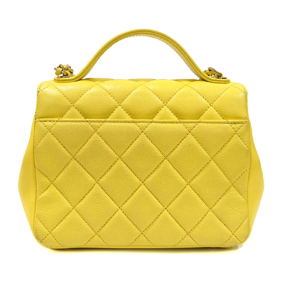 Chanel Chain Shoulder Bag Matrasse Yellow Caviar S Turn-Lock Coco A93607