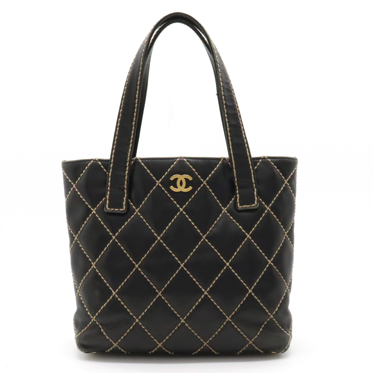 CHANEL CHANEL WILDSTETCH COCOMARK TORETH BAG HANDBAG LEADER BLACK BLACK GOLD A18126