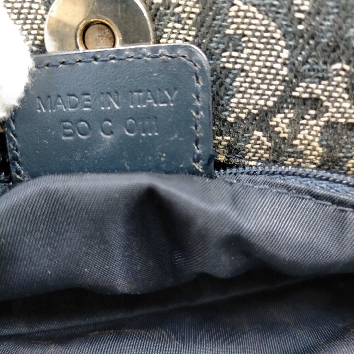 Christian Dior Navy Blue Canvas Hand Bag