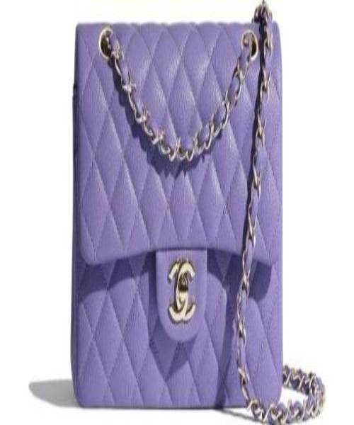 Chanel Classic Clutch With Chain CWC Caviar purpul Gold-Toned