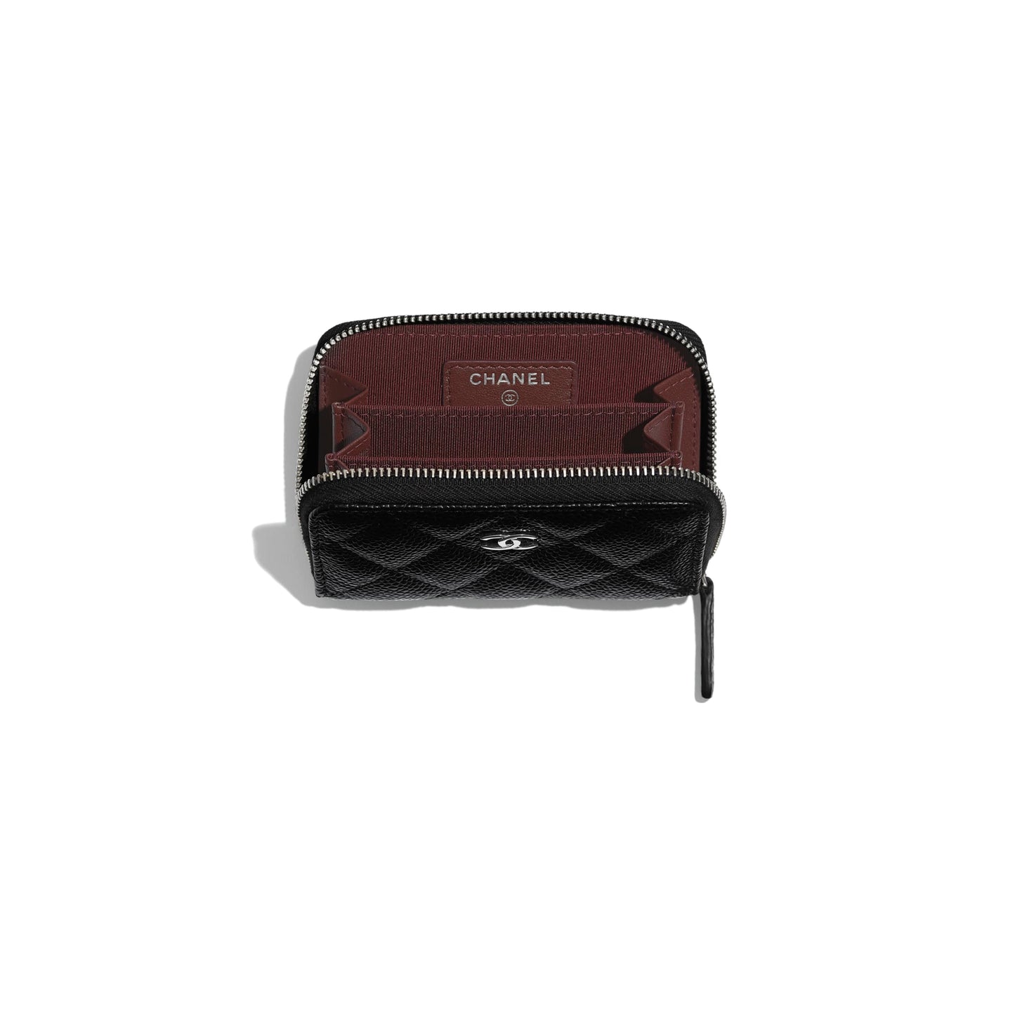Chanel Classic Zipper Coin Purse SiLouis Vuittoner Tone Black