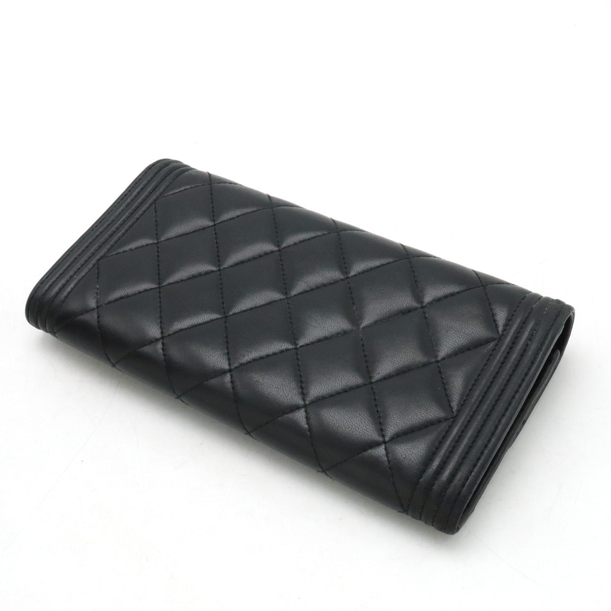 CHANEL CHANEL BOY CHANEL MATRASSES COCOMARK 2 Foldable Wallet 2 Foldable Wallet Leather Black Black Silver Gold A80286