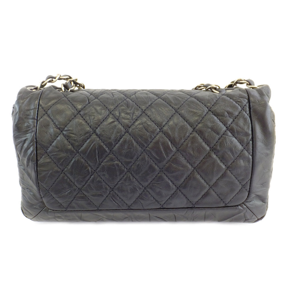 CHANEL Chanel Matrasse W Chain Flap Shoulder Bag Processing Black Metal Red Background