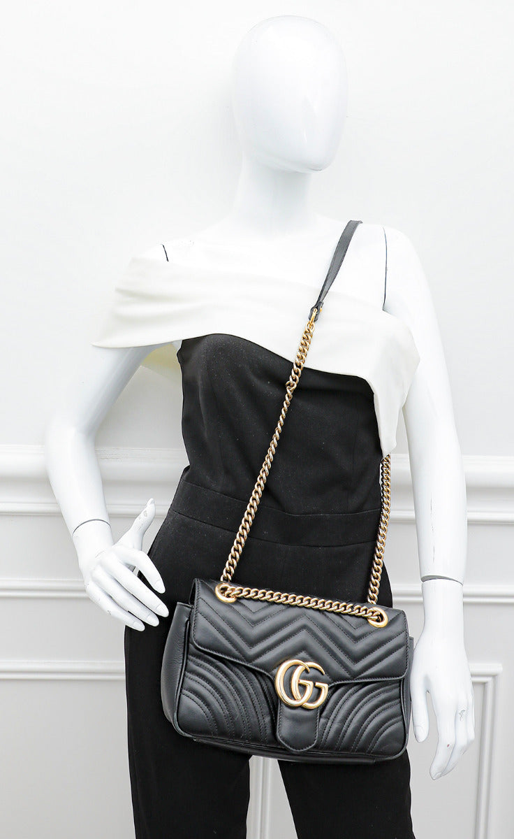 Gucci Black GG Marmont Matelasse Small Bag