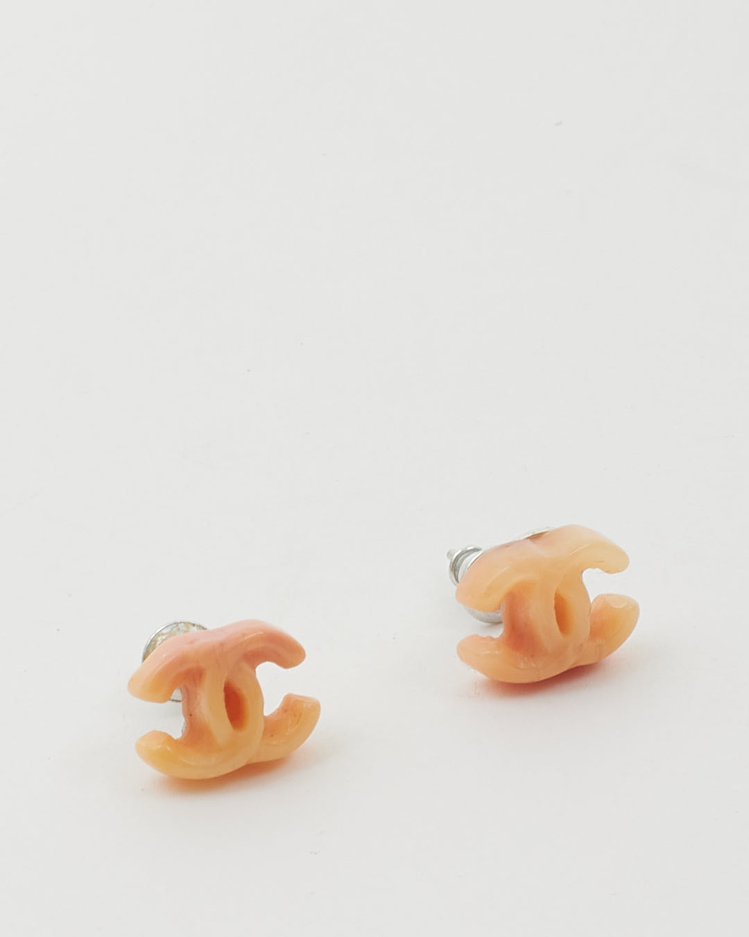Chanel CC Pierce Earrings Pink Beige