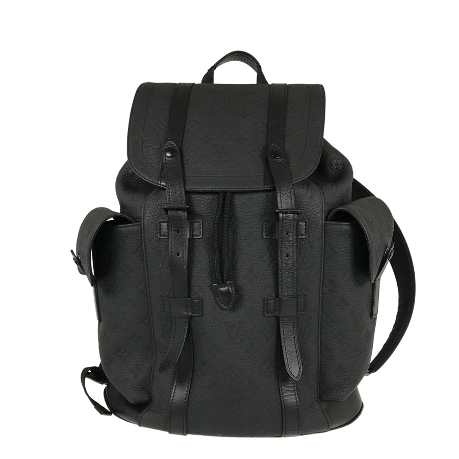 LOUIS VUITTON Monogram Taurillon Clemence Christopher MM Backpack Backpack