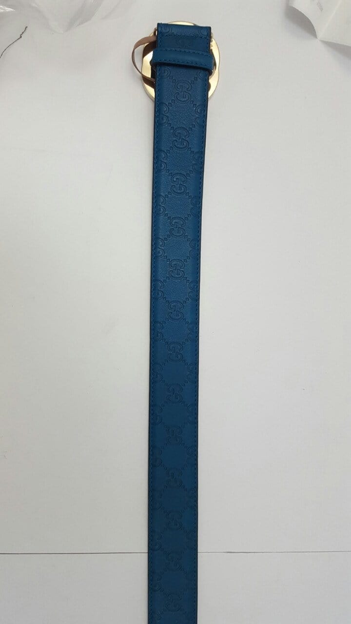 Gucci Teal Guccissima Leather Interlocking G Buckle Belt 114876 4618 (80/32)