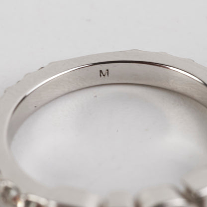 Christian Dior Logo Silver Rhinestone Ring Size M Costume Jewellery
