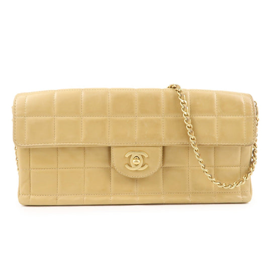 Chanel Chocolate Bar Lamb Skin Chain Shoulder Bag Beige A