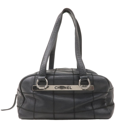 Chanel Chocolate Bar Caviar Skin Boston Bag Black A