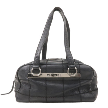 CHANEL Chocolate Bar Caviar Skin Boston Bag Black A26135