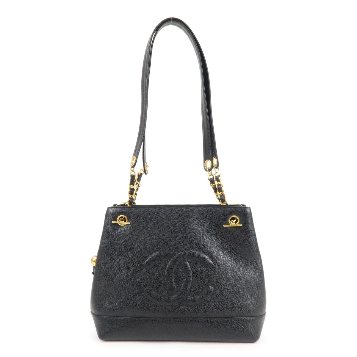 Chanel Caviar Skin Coco Mark Chain Tote Bag Shoulder Bag