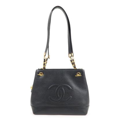Chanel Caviar Skin Coco Mark Chain Tote Bag Shoulder Bag