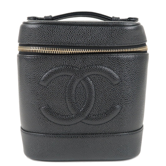 Chanel Caviar Skin Vanity Bag Hand Bag Cosmetic Pouch Black A01998