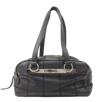 CHANEL Chocolate Bar Caviar Skin Boston Bag Black A26135