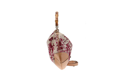 Gucci Floral Canvas Bamboo Two Way Hobo Bag