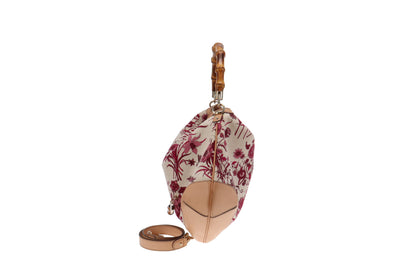 Gucci Floral Canvas Bamboo Two Way Hobo Bag